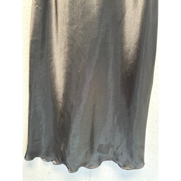 Bebe Black Satin Cowl Neck Slip Dress – Y2K Coquette Medium Whimsigoth Fairygoth - Picture 4 of 11